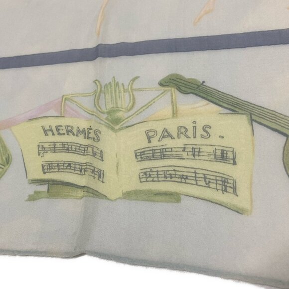 Auth HERMES Carre 90 - Light gray Khaki Multi Scarf - Picture 6 of 6